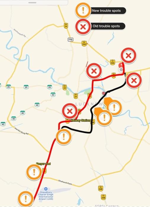 The old and new traffic jam spots in Lucknow 
